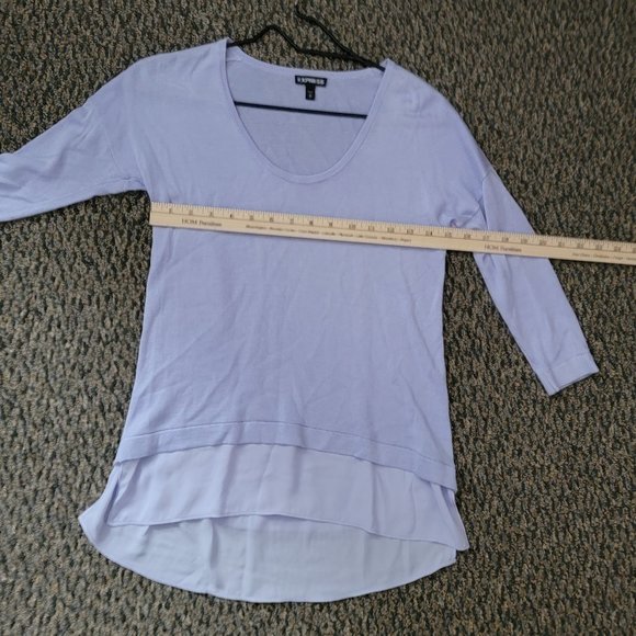 Express Lavender Scoop Neck Ruffle Hem Tunic Sweater Size XS - Picture 9 of 15